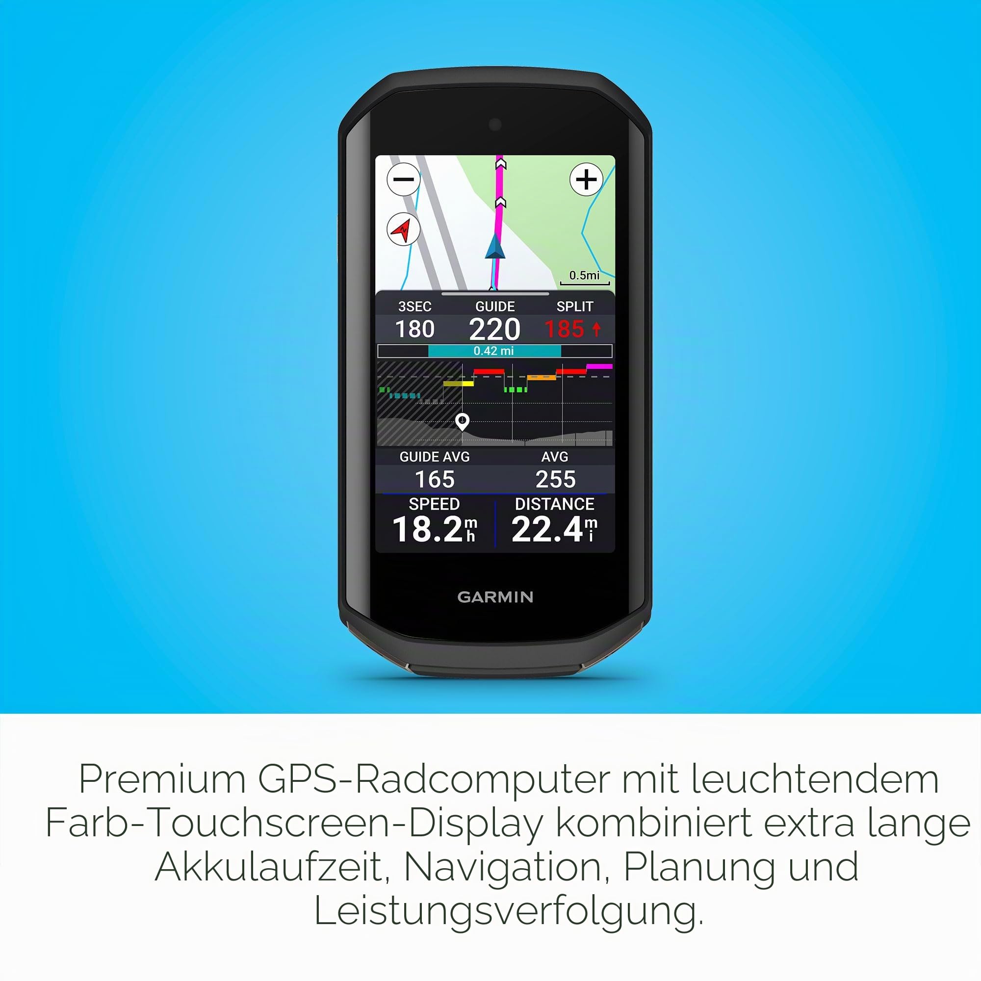 Garmin Edge 1050®, Premium-Fahrradcomputer, lebendiges Farb-Touchscreen-Display, eingebauter Lautsprecher, erweiterte Trainings- und Gruppenfahrten, Straßengefahrenwarnungen