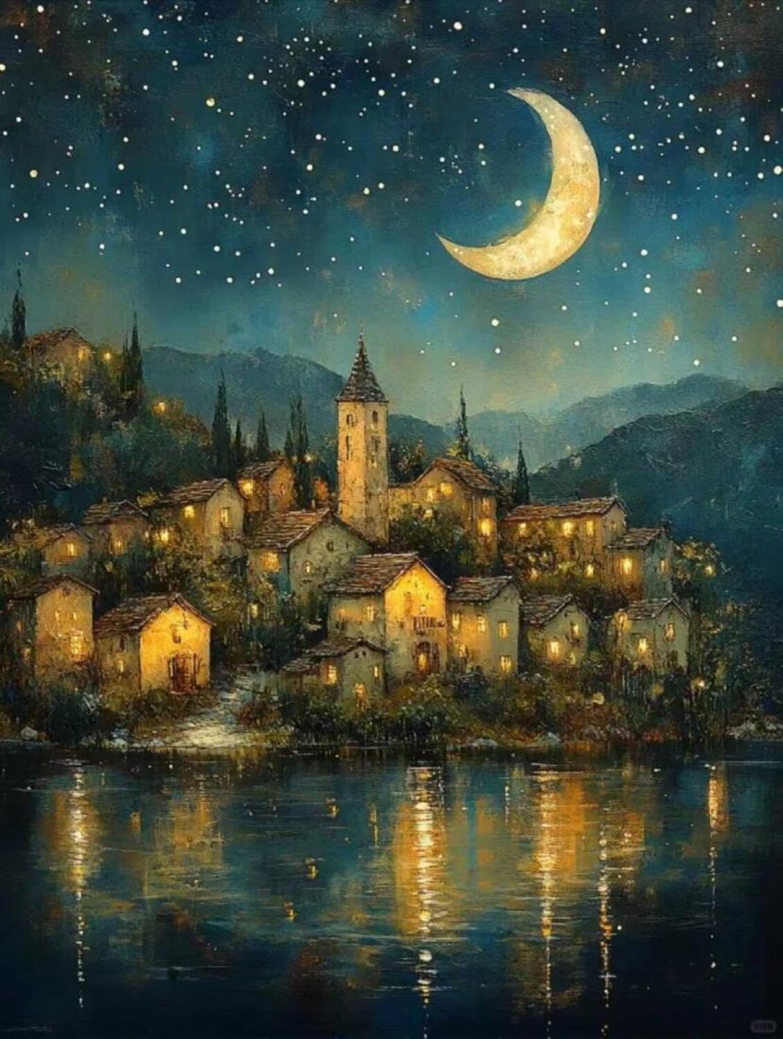 Rqwybcaxn Z Embroidery Beads Kit Fantasy Town 40X50cm