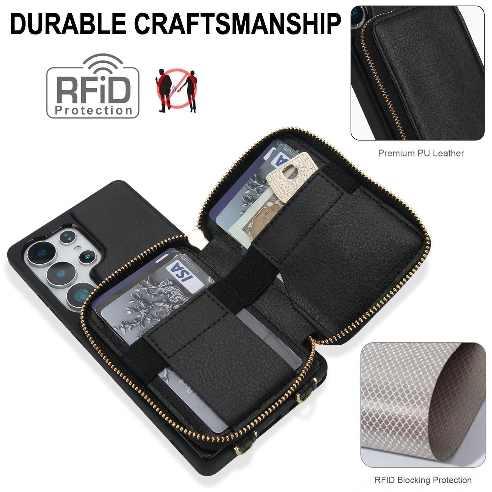 Etui do Samsung Galaxy S26 Ultra/S26 Plus/S26, skórzany pasek crossbody, podpórka, odporna na wstrząsy powłoka (fioletowy, S26 Ultra)