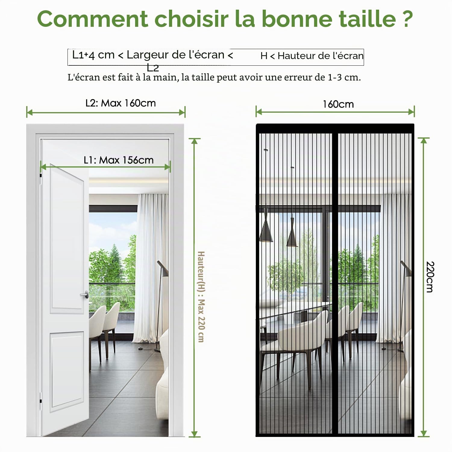 Auxmir Moustiquaire Porte Fênetre Magnétique 160x220cm, Rideau Anti Mouches Aimantée Maille Ultra Fine, Moustiquaire Baie Vitree Coulissante Sans Perçage avec Ruban Adhésif, Fermeture Automatique