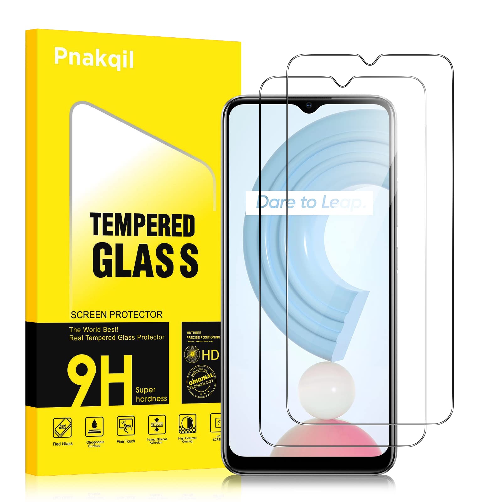 [2 Pezzi] Vetro Temperato Pnakqil Per Realme C21Y / C25Y (6.5 Pollici). Durezza 9H, Anti-graffio E Anti-impronta. Pellicola HD Facile Da Applicare Senza Bolle. Proteggi Lo Schermo Del Tuo Telefono Da Cadute E Graffi!
