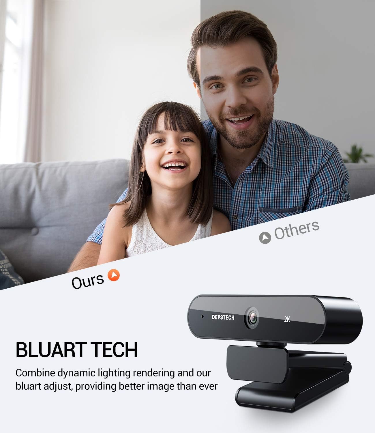 Webcam with Microphone, DEPSTECH 2K QHD Web Camera Video Streaming Webcam,Plug and Play USB Webcam for Conferencing/Calling/Gaming, Laptop/Desktop Mac, Skype/YouTube/Zoom/Facetime