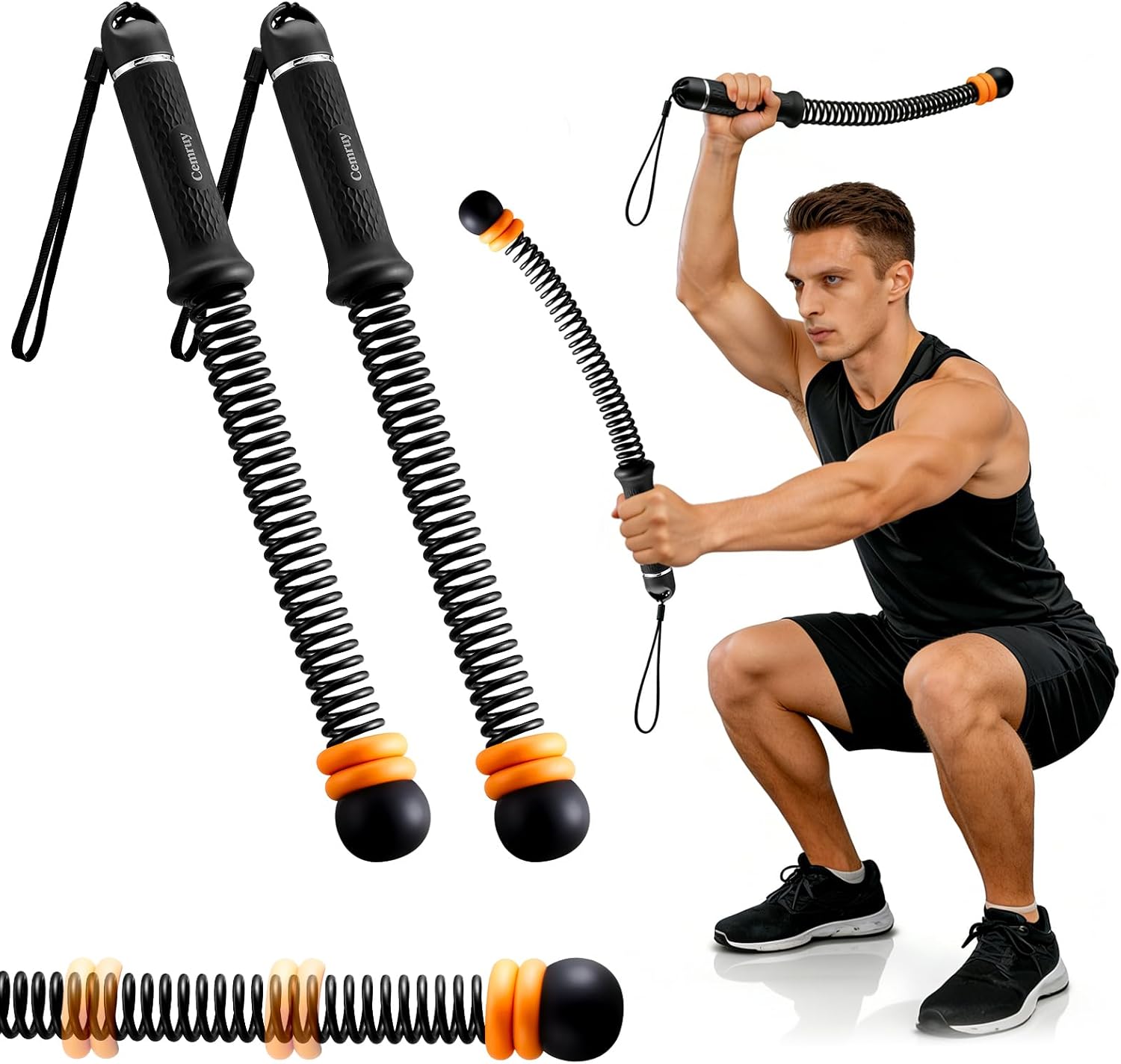 Cordless Battle Ropes with Adjustable Weighted Ropeless Battle Rope for Home Gym Exercise, Portable Workout Equipment for Strength Training & Cardio Fitness for Women & Men