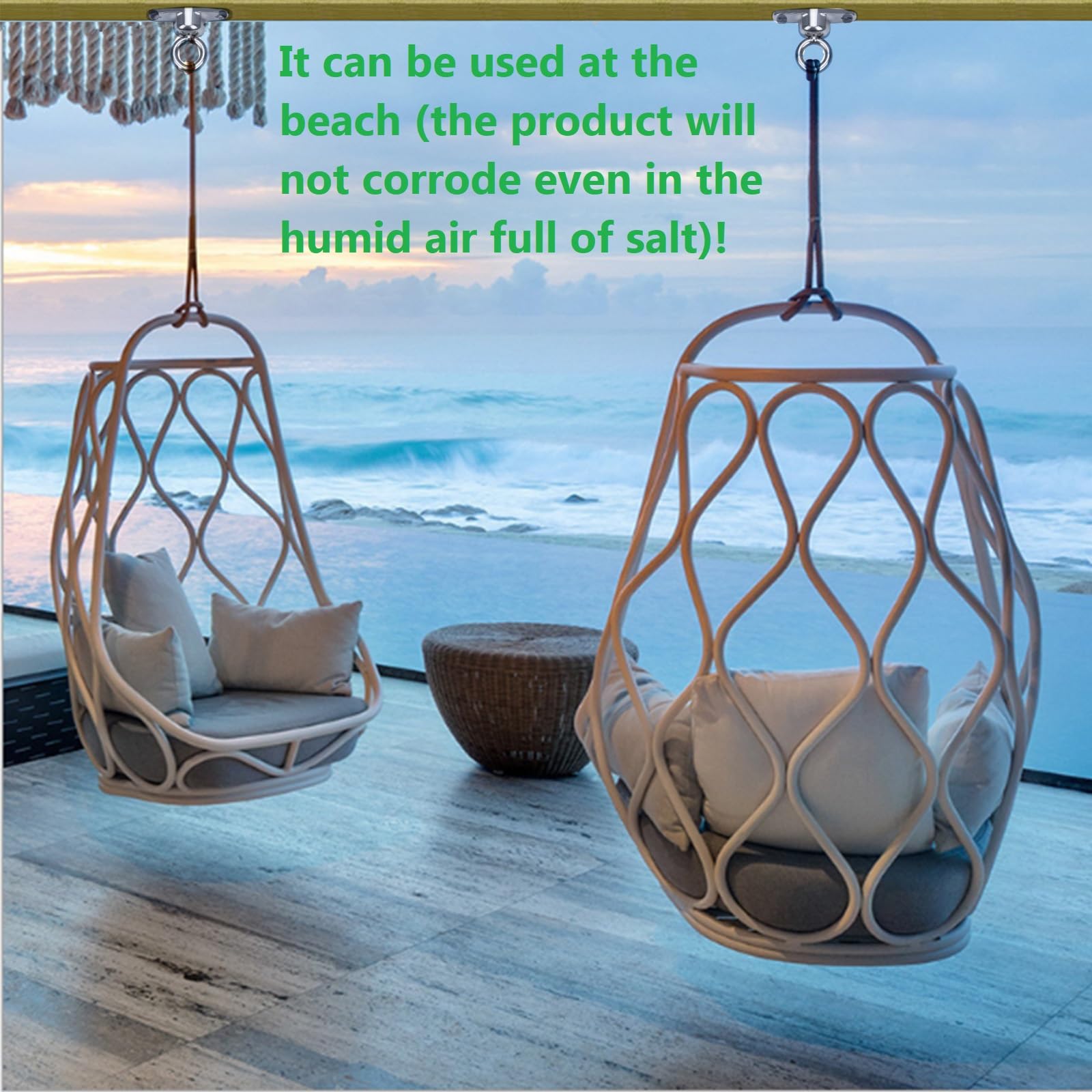 WWFFEN Bearing Swing Hanger Antirust Heavy Duty 360°Rotation 1500LB Capacity Playground Yoga Hammock Chair, Rope sandbag Porch Swing