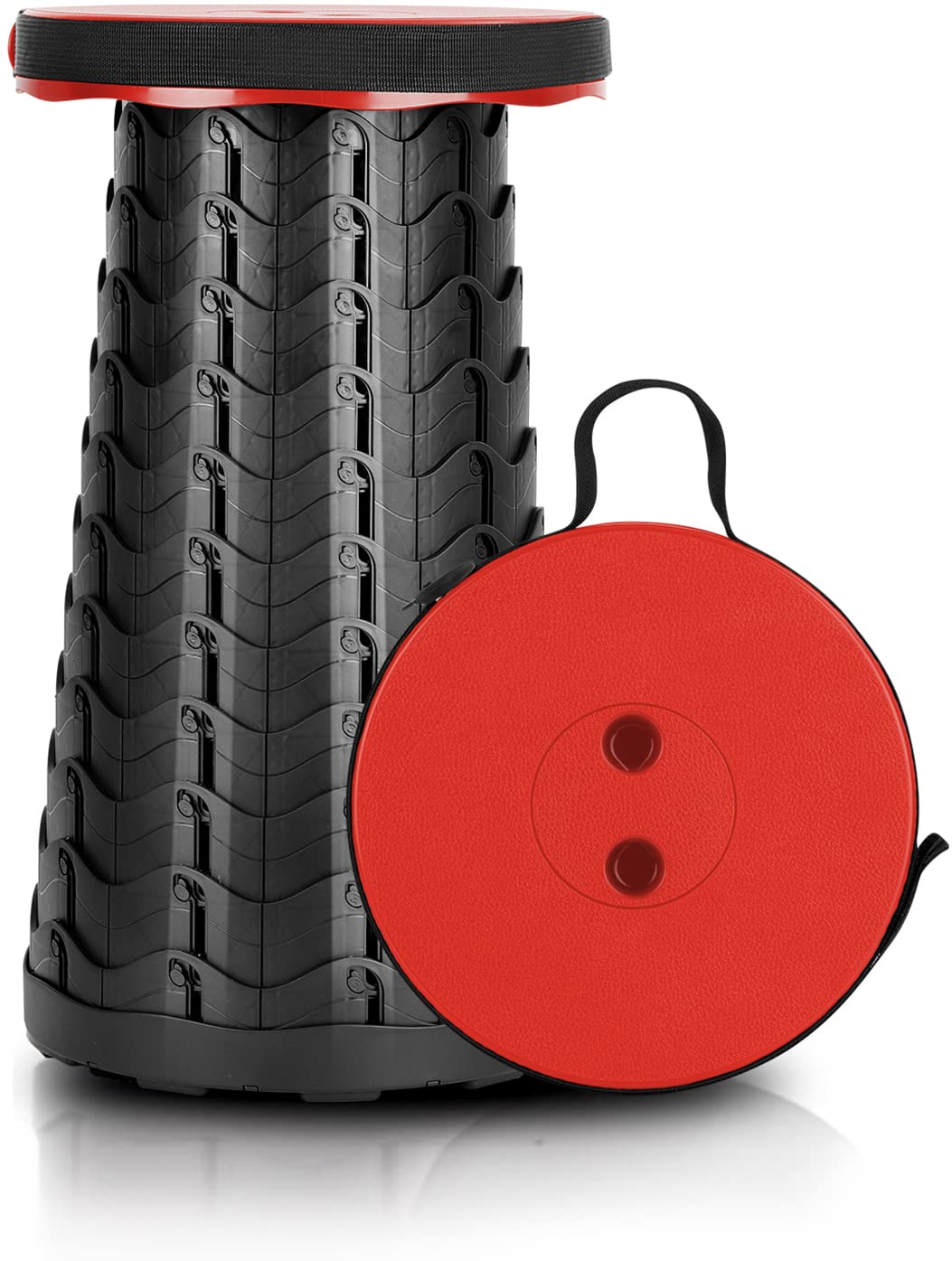 KPR Retractable Folding Stools, Portable Camping Stool, Collapsible Stool Lightweight Yet More Sturdy for Fishing,Hiking Tours,BBQ,Parties,Outdoor Activities, Max Load 600lbs (Red)