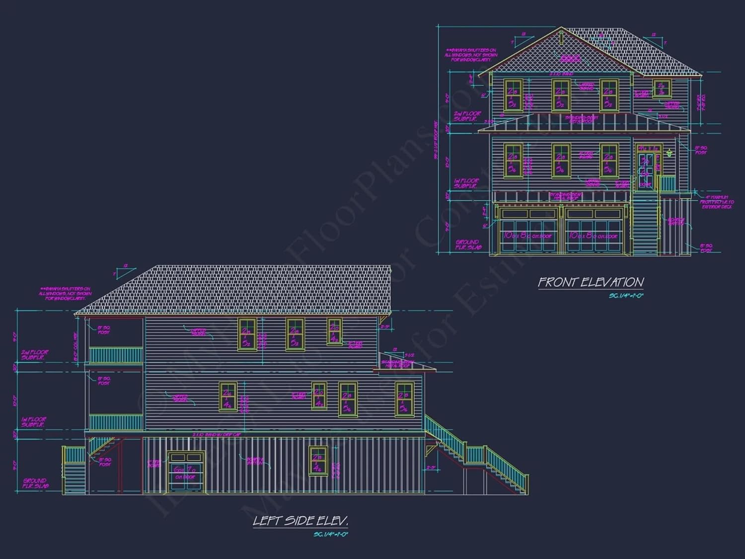 20-1562 HOUSE PLAN - Elegant House Plan with 2-Story CAD Blueprint & Modern Designs