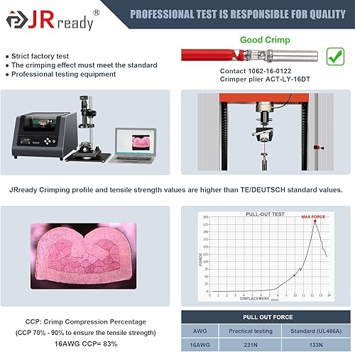 Miniatura 5 de JRready ACT-LY-16DT Deutsch - Herramienta de prensado de conector para kit de conectores DT, herramienta de prensado de terminales de barril abierto