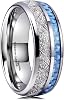 King Will Tungsten Rings for Men Meteorite Carbon Fiber Wood Inlay Mens Wedding Engagement Band Domed Polished