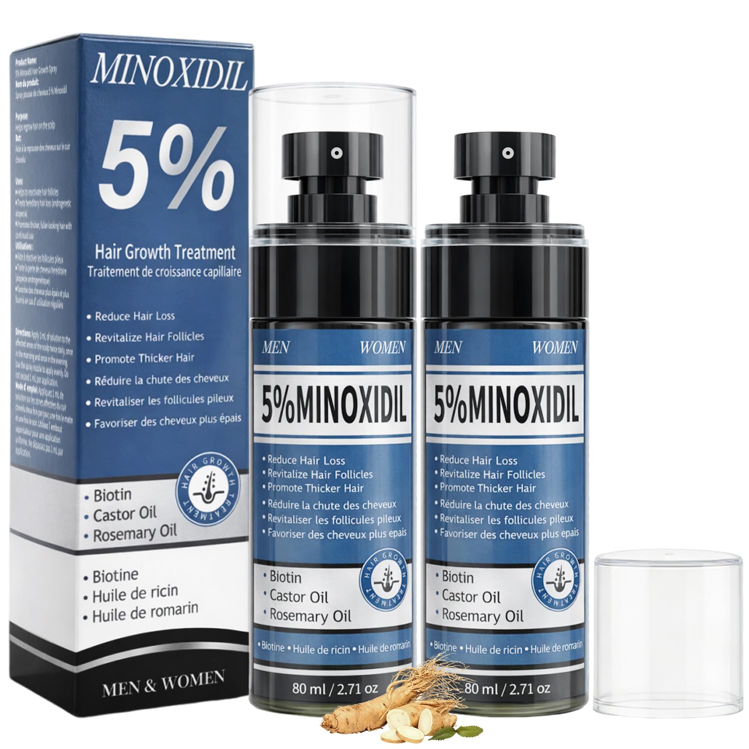 5 Minoxidil Hair Growth Spray for Men Women Enriched with Biotin and Rosemary Oil to Help Reduce Hair