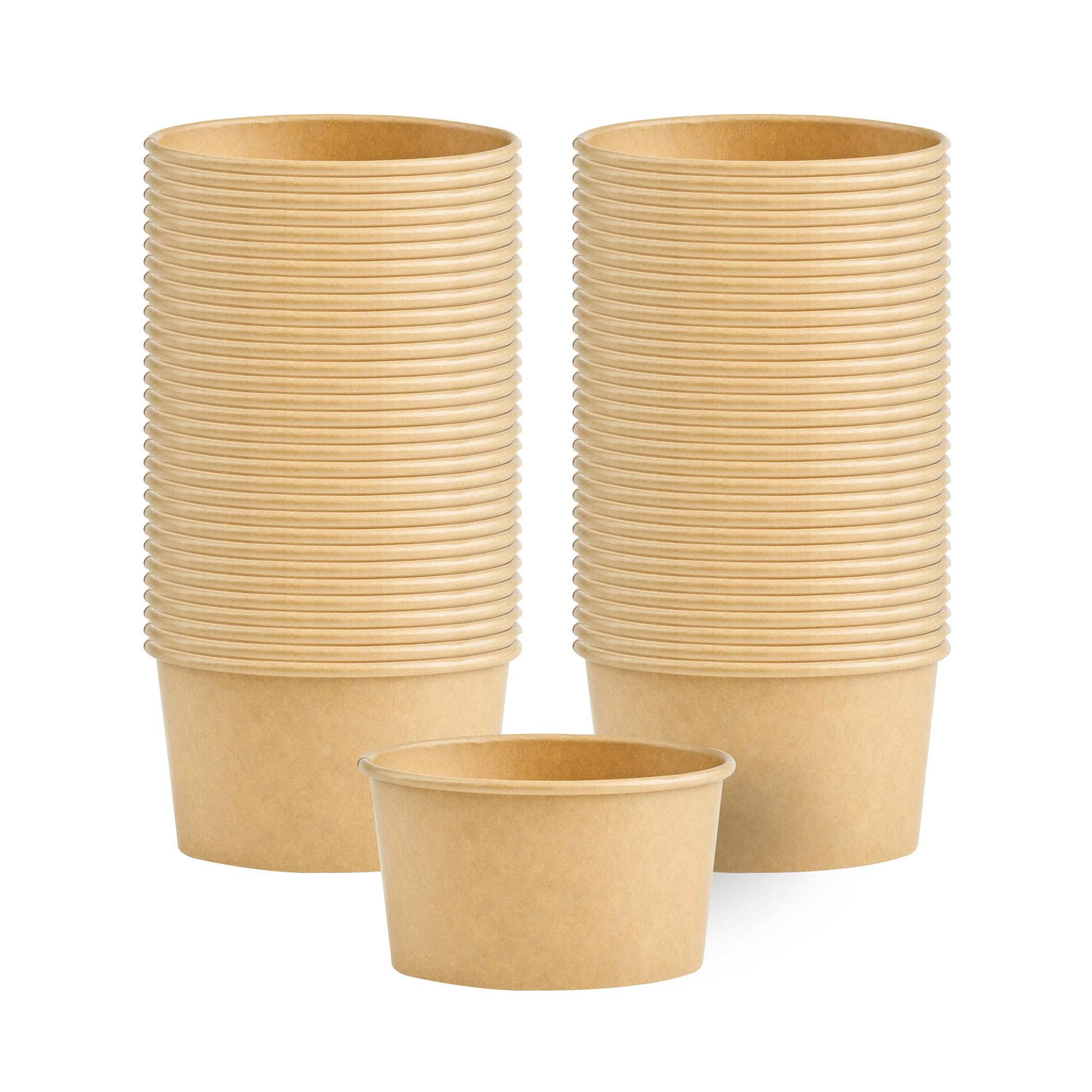 Coppetta 6 Ounce Dessert Cups, 50 Greaseproof Ice Cream Cups - Lids Sold Separately, For Hot And Cold Foods, Kraft Paper Yogurt Bowls, Disposable, For Sundaes, Mousse Or Puddings - Restaurantware