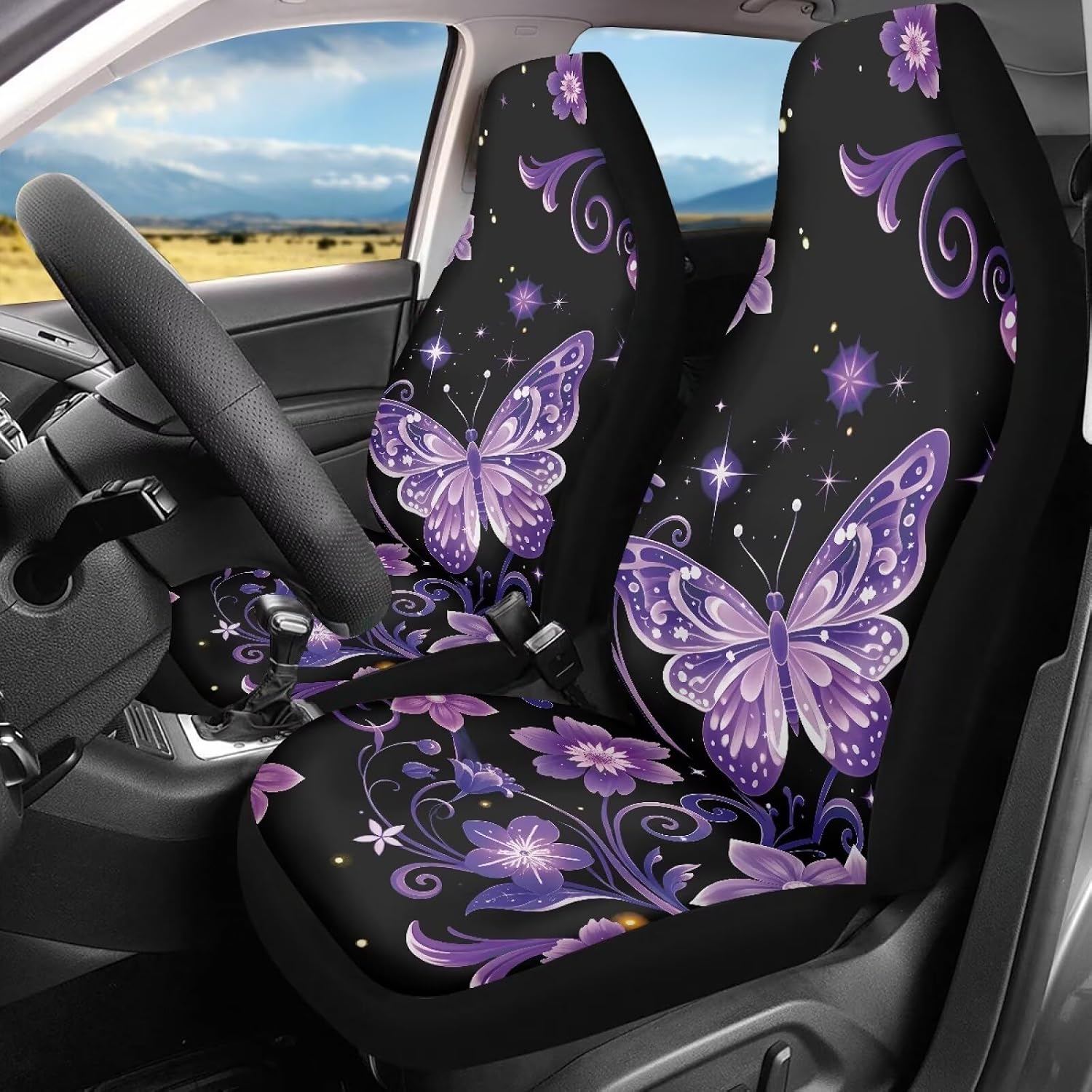 Greenstem Forsythia Car Seat Covers Front Set Cartoon Greenstem Forsythia Anti-Slip Scratch Auto Seat Cover Hummingbird Car Seats Protector Fits for Cars,SUV Sedan,Truck
