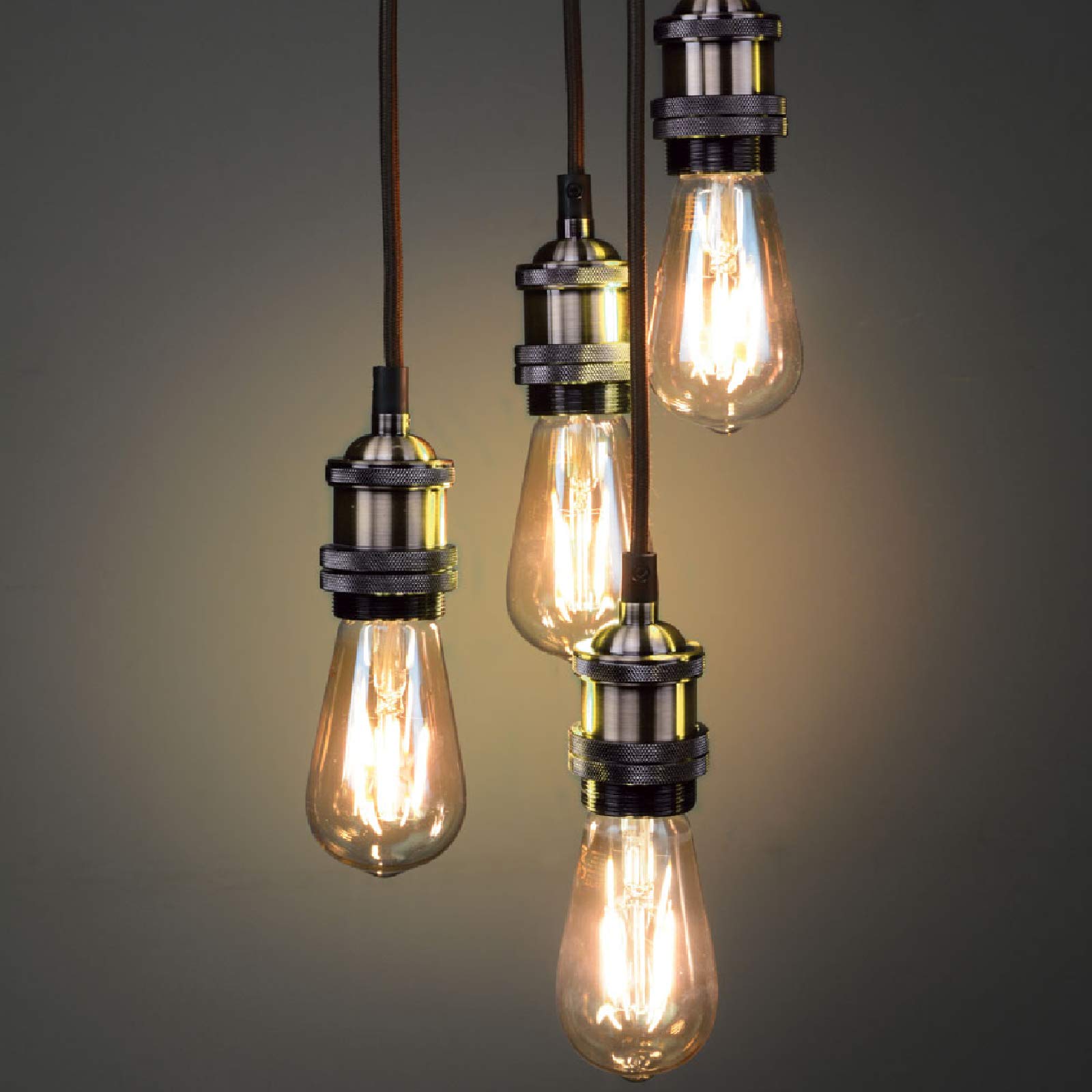 cuádruplo E27 Antique Brass rosa Vintage Lighting Pendant Con 1,8 m Cables [1.8 metros/Quad E27]