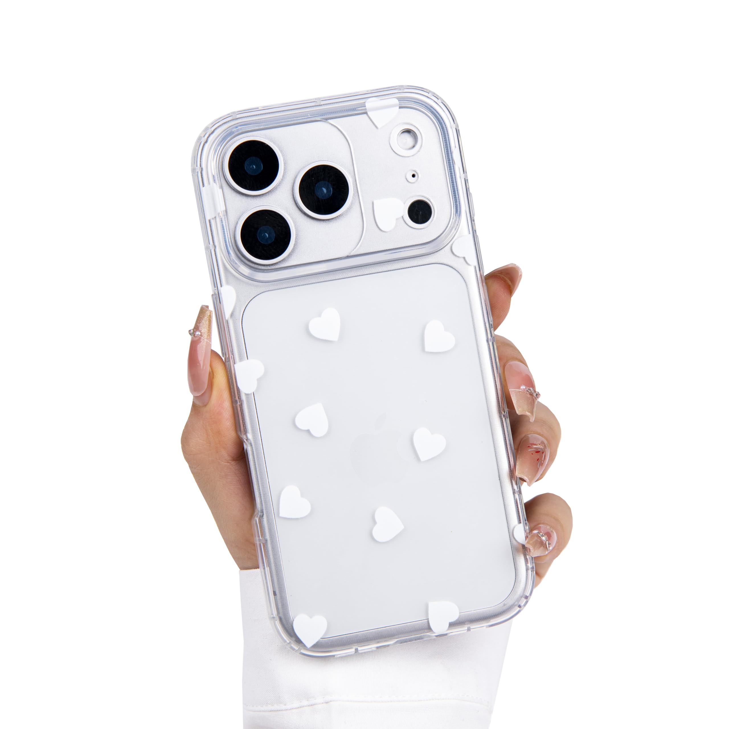 Einaily Hülle für iPhone 17 Case Crystal Clear Handyhülle Mode Chic Herz Muster Ultra Dünn Transparent Klare TPU Silikon Bumper Stoßfest Kratzfest Schutzhülle für iPhone 17 Slim Case Cover