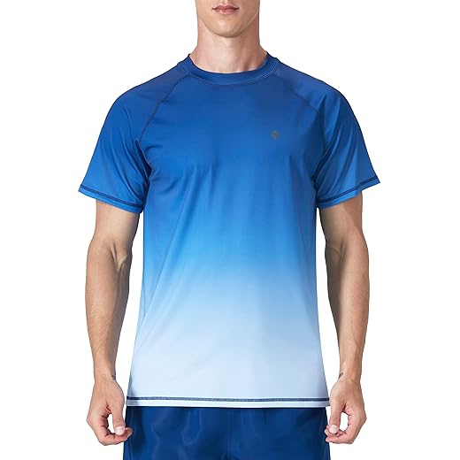 NOMINATE Mens Short Sleeve Swim Shirts Rash Guard UPF50 Sun Protection Quick Dry Beach Shirts Fishing T-Shirts Large