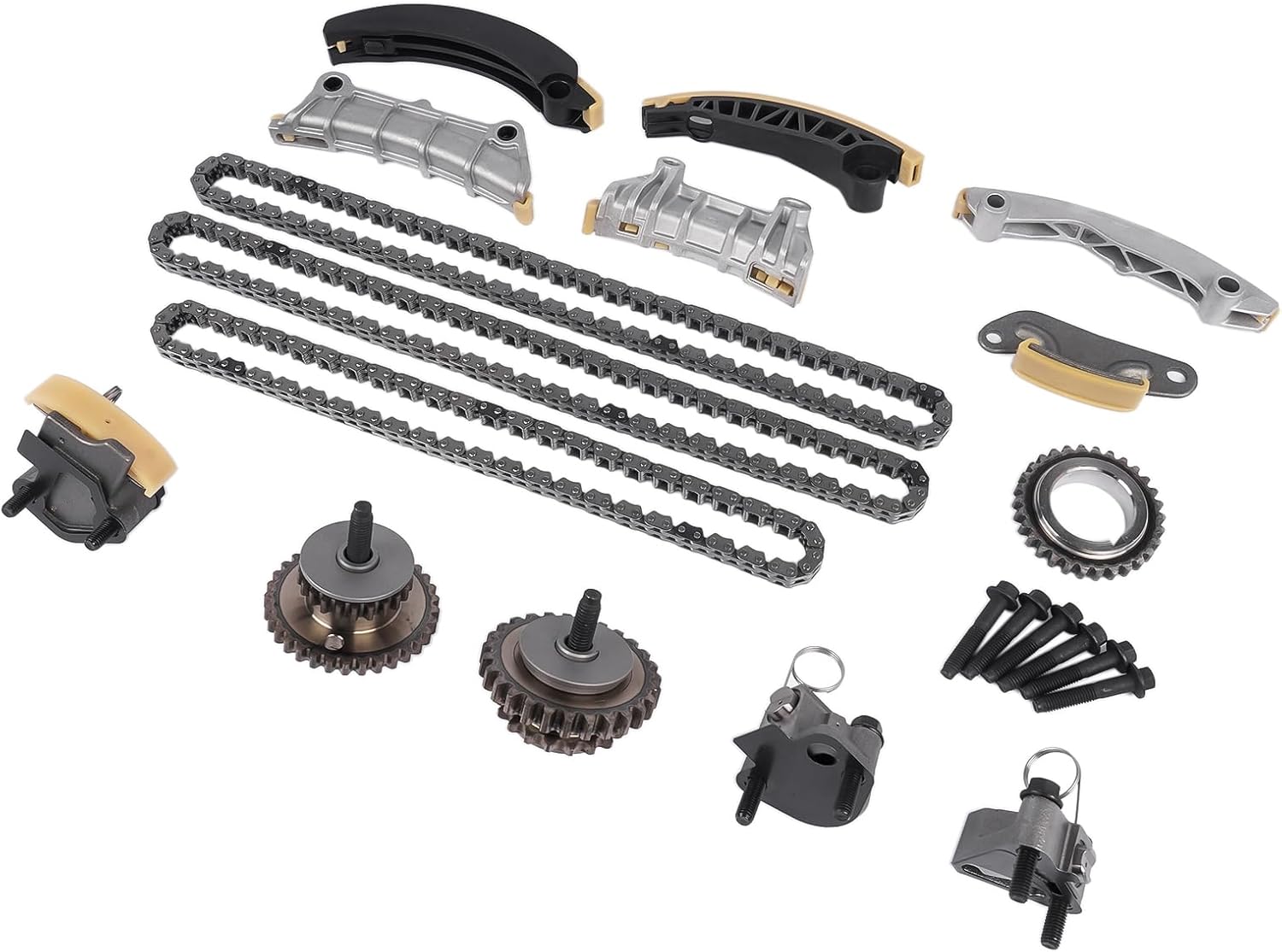 9-0753S Timing Chain Kit Guide Tensioner Sprocket Replacement for Cadillac CTS SRX STS GMC Acadia Chevy Equinox Malibu Traverse 2.8L 3.0L 3.6L 12633451 12633452