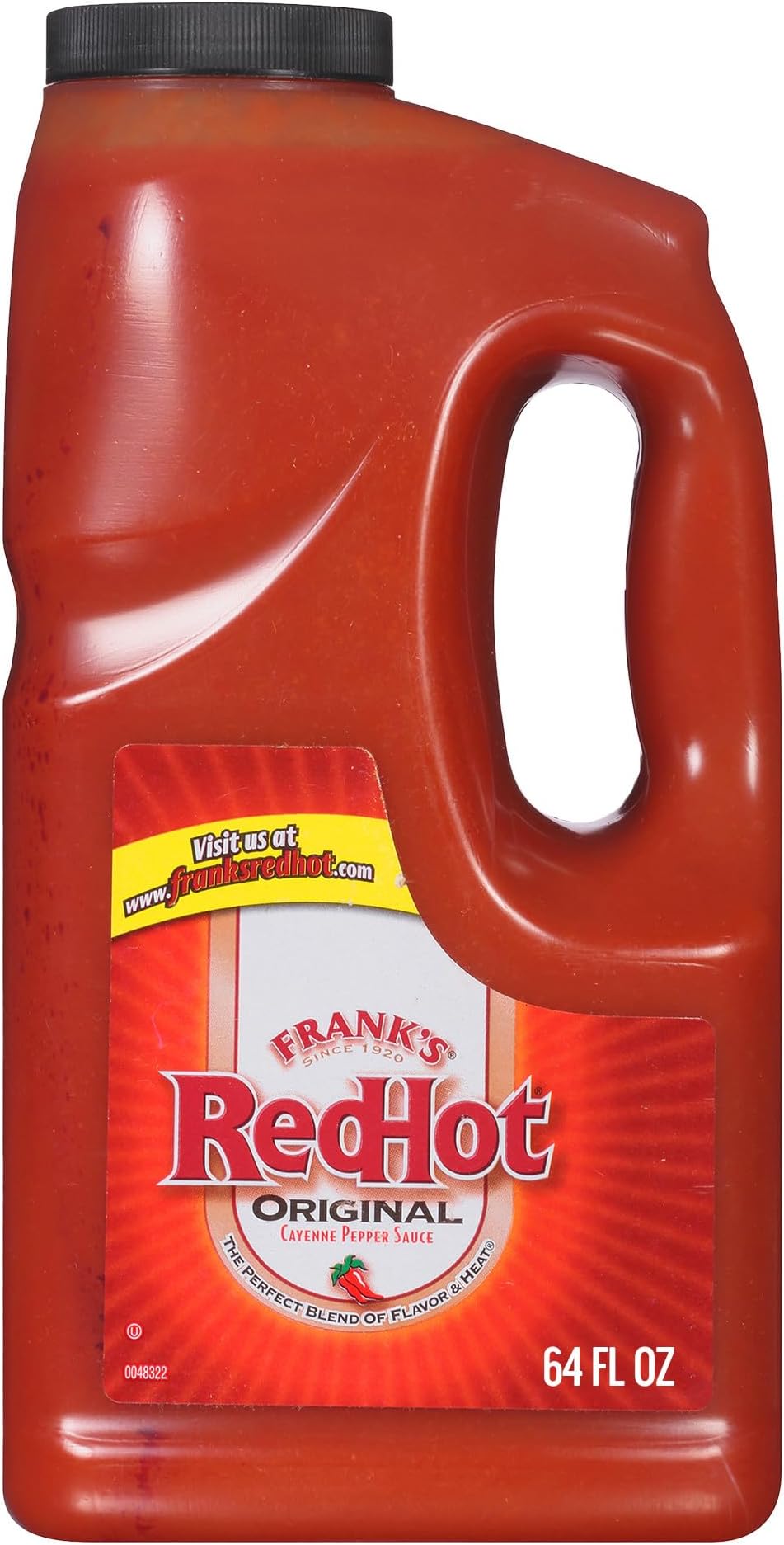 Frank's RedHot Hot Sauce, Original, Made with Cayenne Peppers, Ready-To-Use, Shake or Pour Over Chicken Wings, Sandwiches, Pizza, and More for the Perfect Bend of Flavor and Heat, 64 fl oz