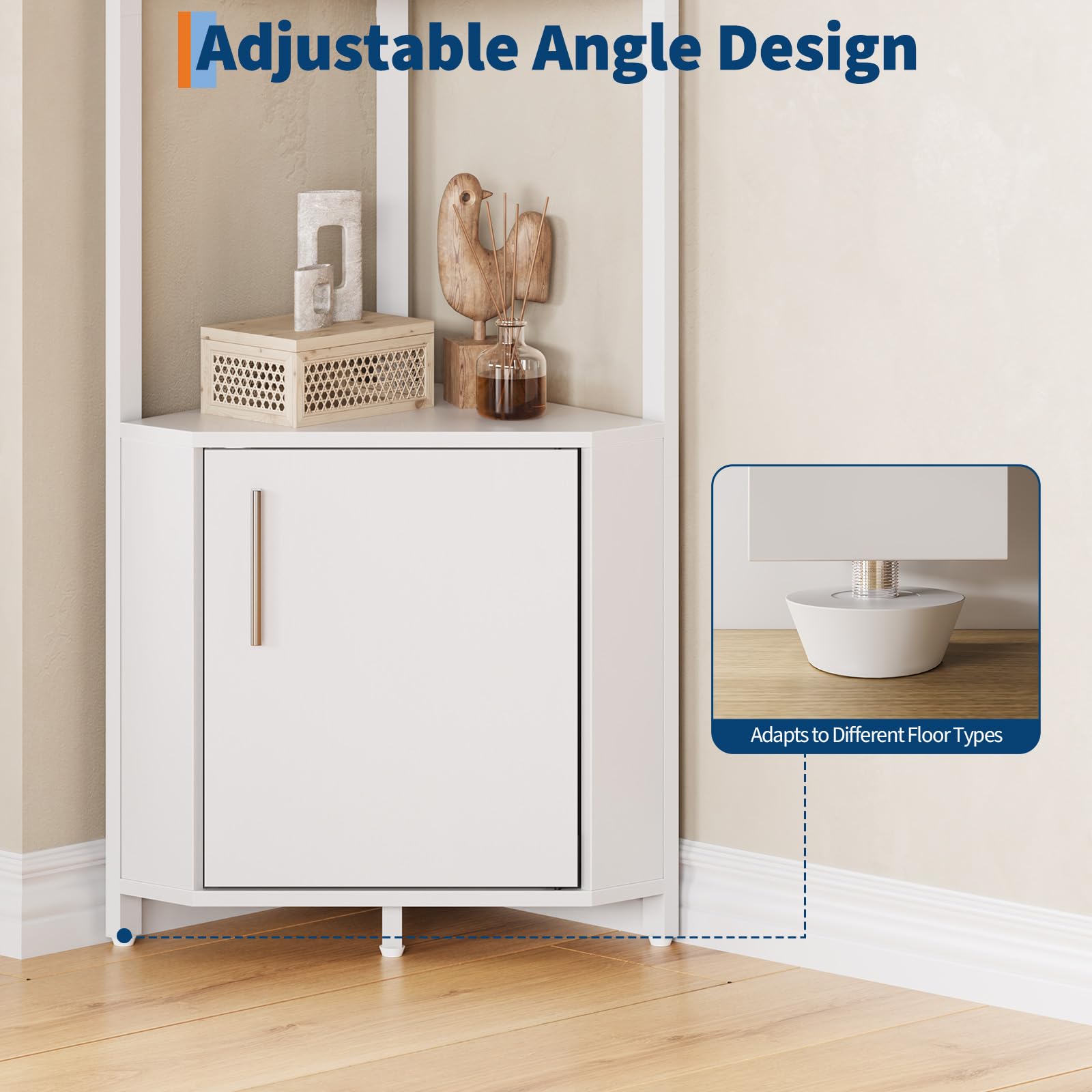 Garvee Modernes 5-stöckiges Eckregal aus Holz – 145 cm hoch – Platzsparendes Standregal für Wohnzimmer, Schlafzimmer, Küche oder Bad – Viel Stauraum – Einfache Montage – Weiß