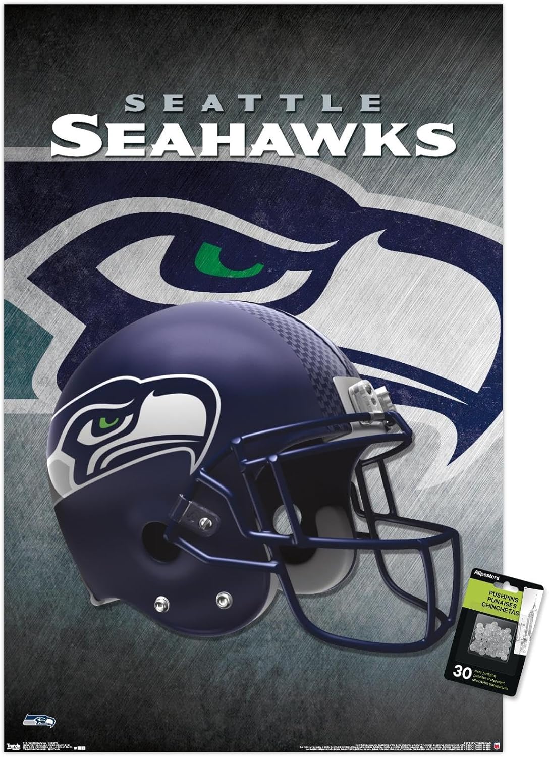 NFL Seattle Seahawks - Helmet 16 Wall Poster with Push Pins