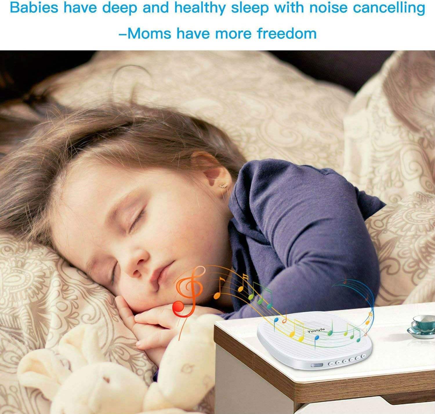 White Noise Machine, Yostyle Sleep Sound Therapy Machine with 20 Soothing Sound and Sleep Timer for Baby, Kids, Adults, Infants with Natural Wind, Ocean Sound Effects