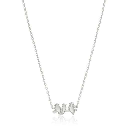 Sterling Silver Birds on Branch Pendant Necklace
