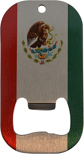 Abridor de botellas con bandera de México, acero inoxidable, resistente, nacional mexicano, MX