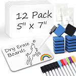 12 Pack 5” x 7” Small White Board Dry Erase Boards, Classroom Pack Mini White Boards Double Sided Portable Dry Erase Blank Board for Students Teachers School Supplies Lapboards