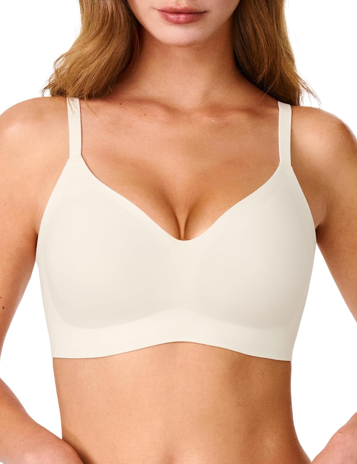 Bras for Women, No Underwire Full Coverage V Plunge Bra Wireless Seamless Comfort Bralette T-Shirts Everyday Bras