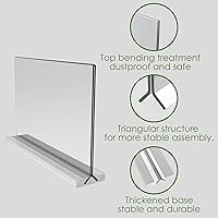 Vista 5 de newnewshow Soporte acrílico para letreros de 8.5 x 5.5 pulgadas, paquete de 3 soportes horizontales de escritorio en forma de T de doble cara.