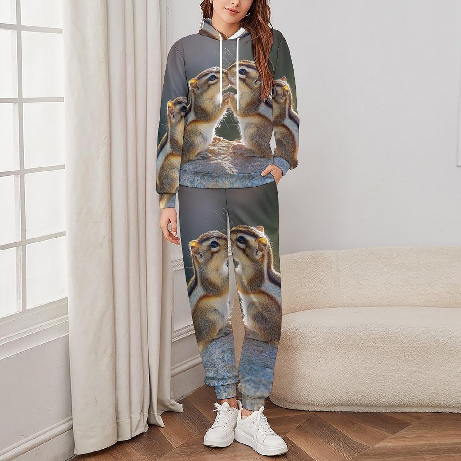 Chipmunks Kissing Adult 2 Piece Tracksuits Hoodie Sweatshirt And Joggers Sweatpants Sweat Suit Outfits