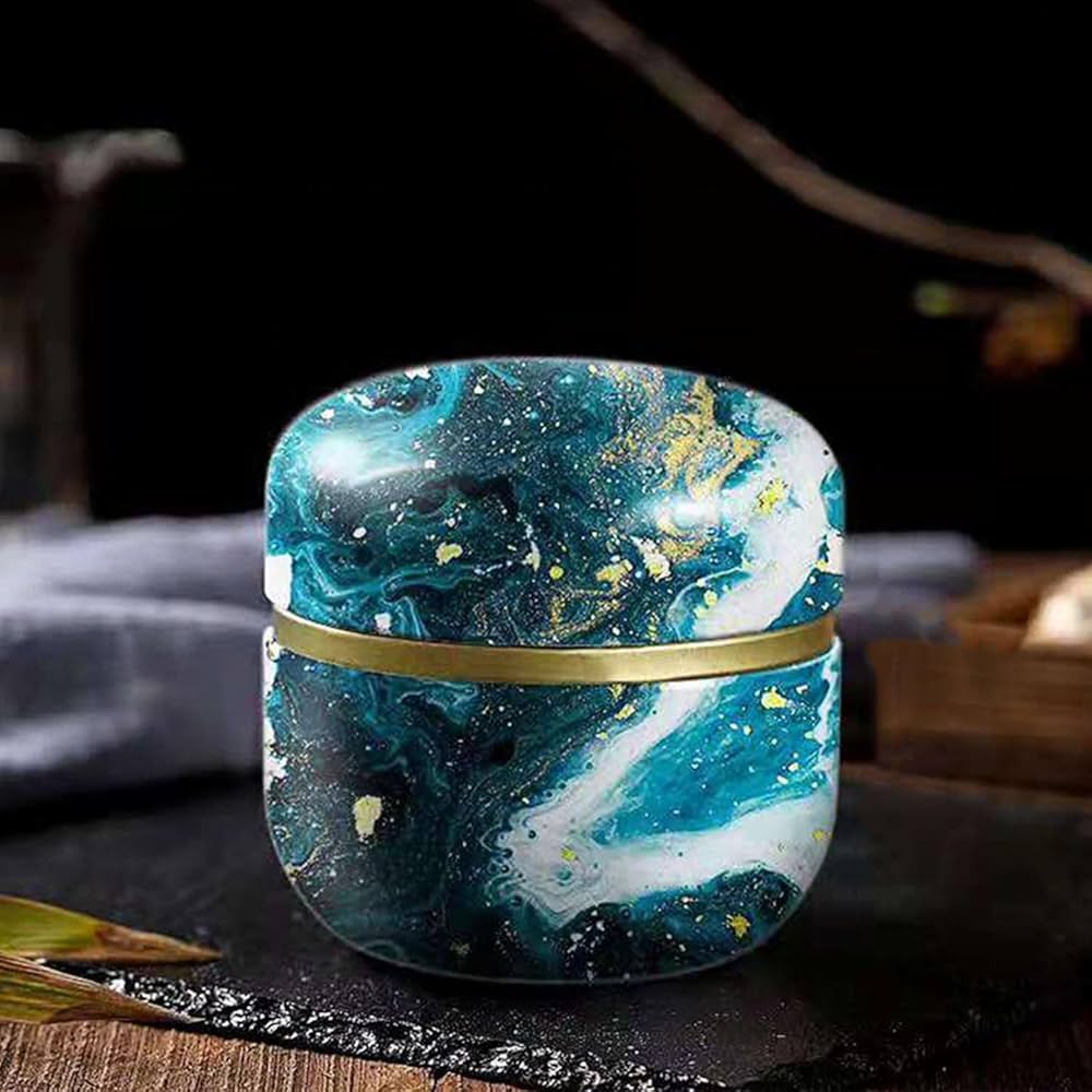 ティーキャニスター 手描き 陶器 茶葉保存瓶 家庭用 キッチン