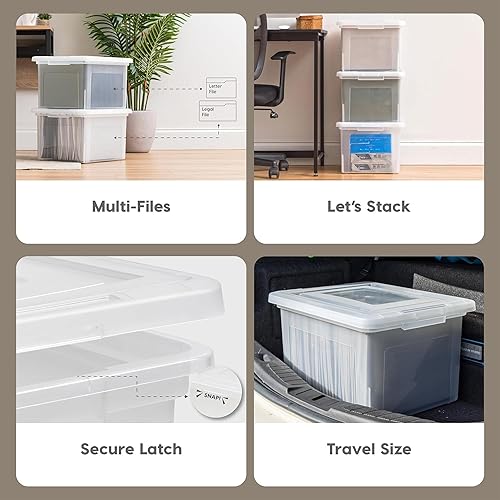 Miniatura 28 de IRIS Caja organizadora de archivos de plástico para archivos de cartas/archivos legales, caja de documentos, organizador de almacenamiento con tapa