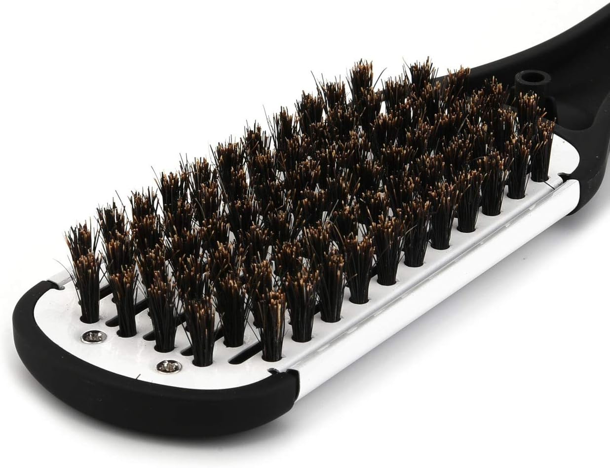 CCbeauty Boar Bristles Clamp Hair Brush Hair Straightener Clamp Comb Hair Detangler Brush Hair Styling Tool Double Sided Brush for Hair - Image 3