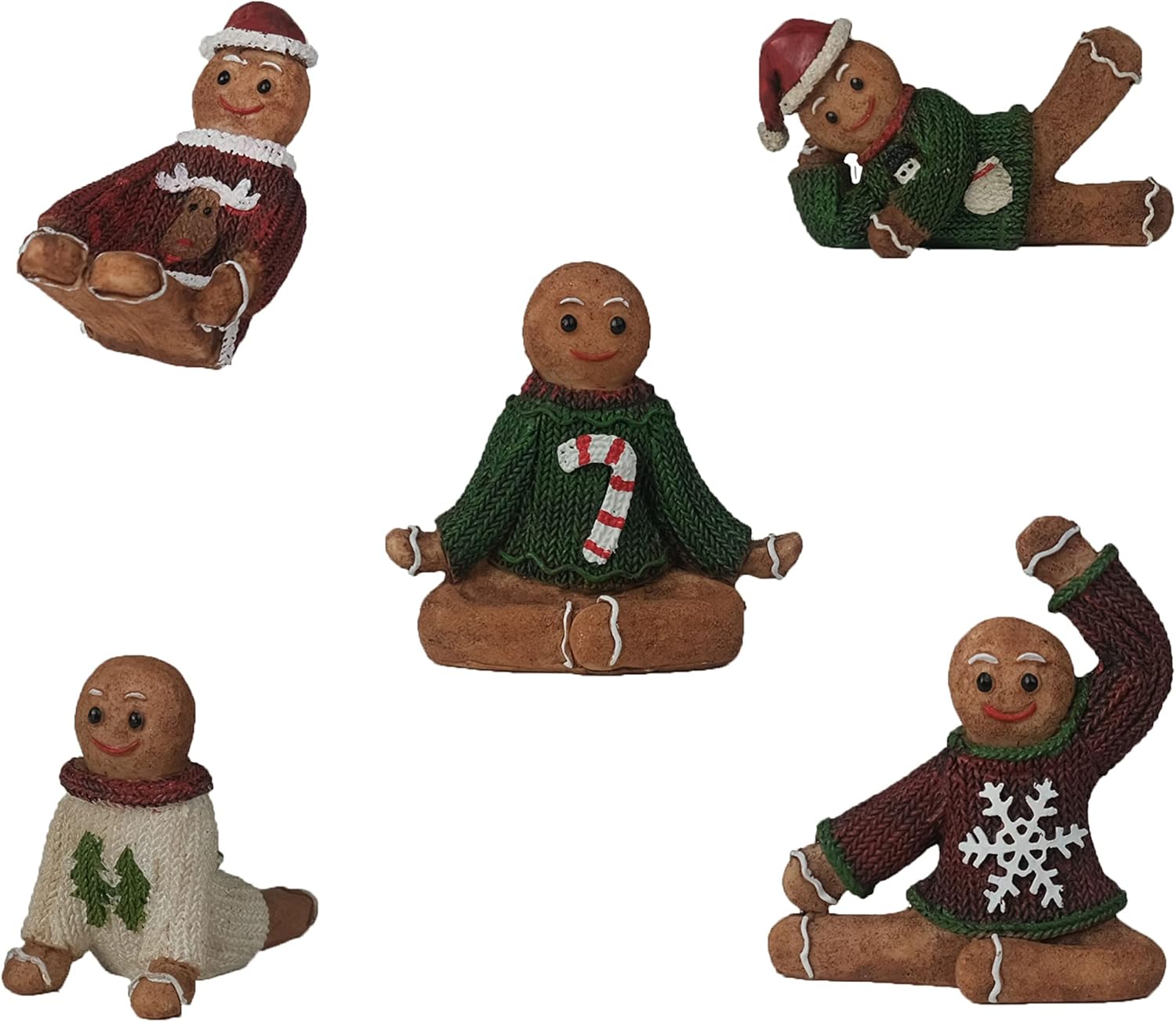Bella Haus Design Gingerbread Men Figurines in Ugly Christmas Sweaters 3" - Polyresin Mini Statue for X-mas Home Decoration, Secret Santa White Elephant Gift Exchange : Home & Kitchen