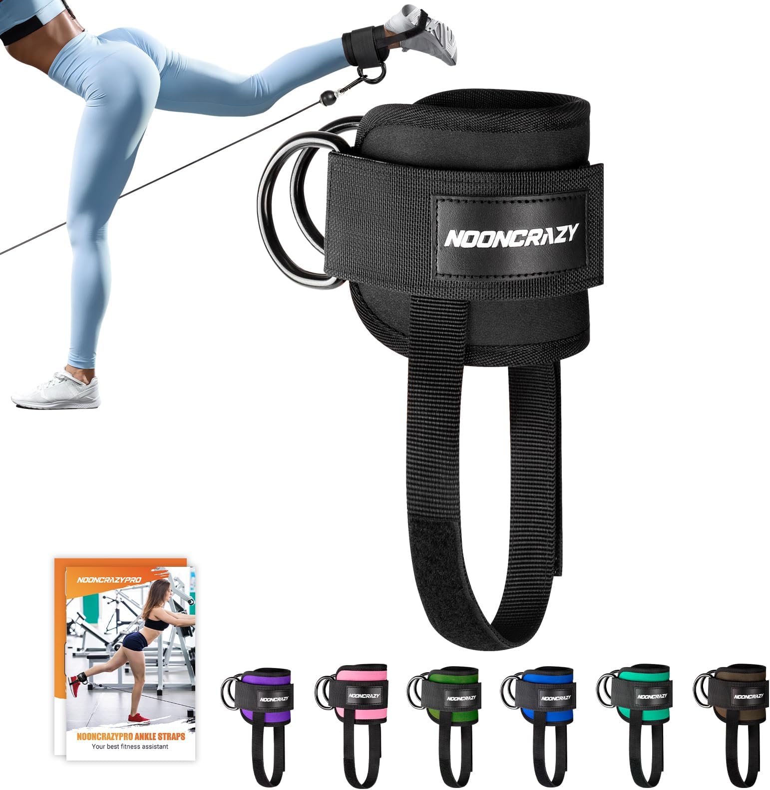nooncrazy Ankle Strap for Cable Machine Women, Adjustable Gym Cable Ankle Straps for Kickbacks, Glute Workouts, Leg Extensions, Curls, Booty Hip Abductors, Ankle Cuff for Cable Machine Accessories
