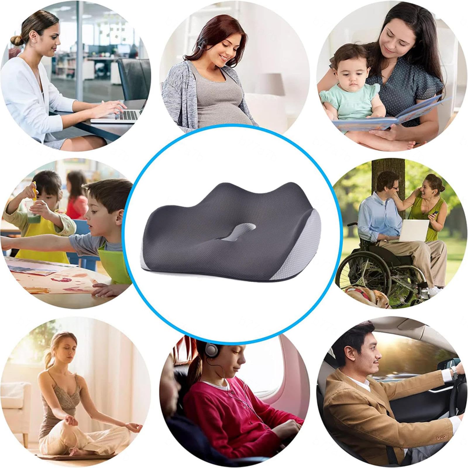 HAZARA Cojín Ortopédico, Cojin Antiescara Lavable Ergonómico, Cojin Ortopedico para Espalda,Alivio del Dolor De Coxis,A-Black