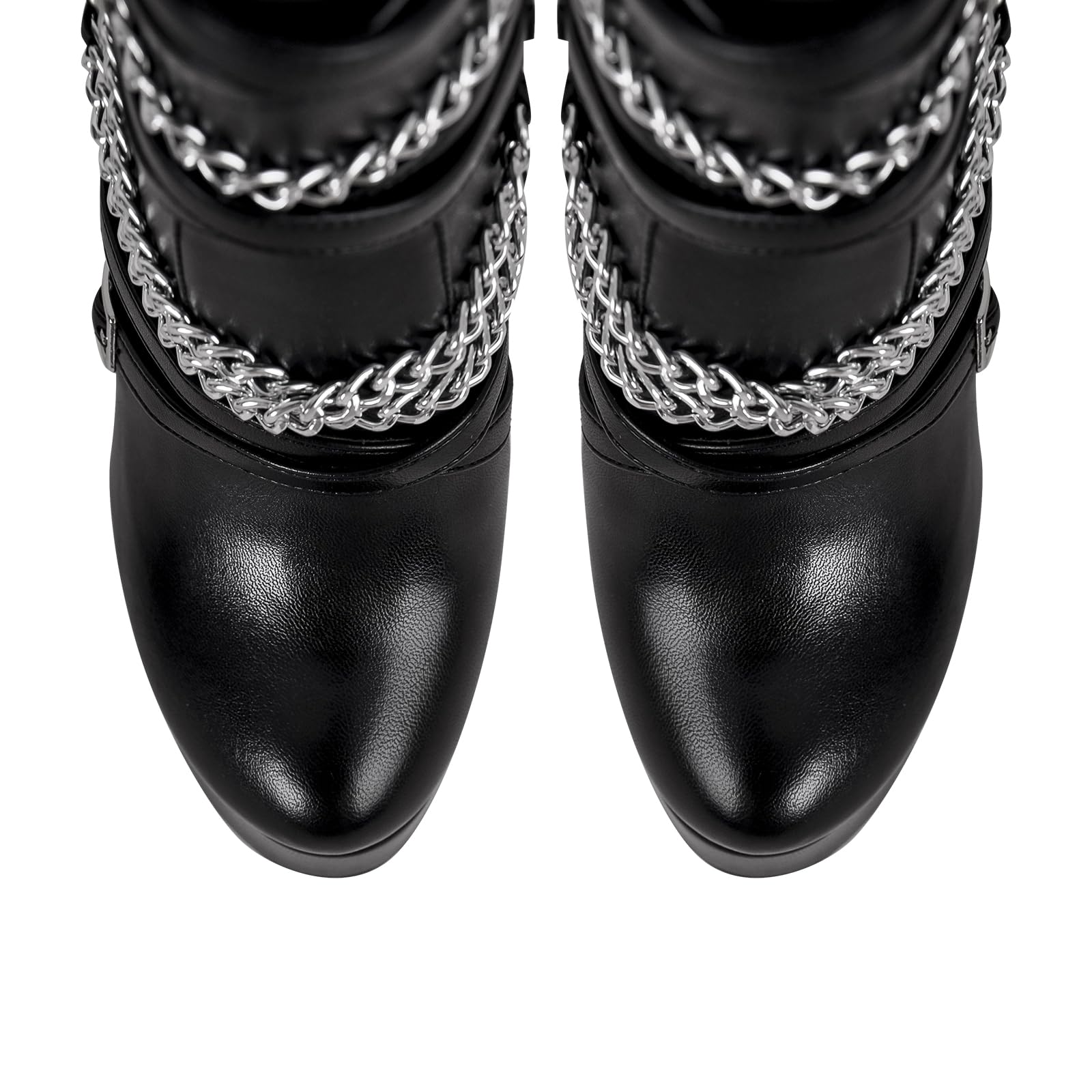 blingqueen Damen Biker Boots Plateau Stiefeletten Stiletto