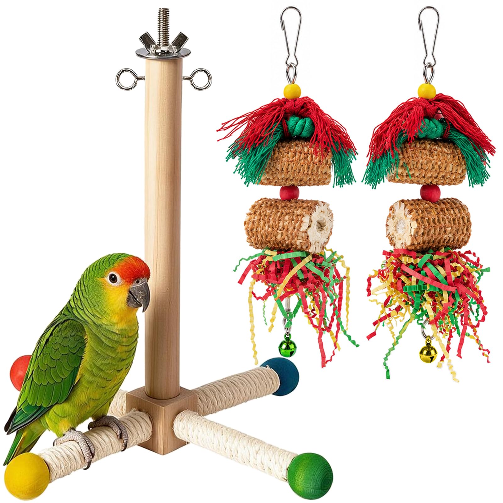 Green Parrot Swing Toy for Small and Medium Birds