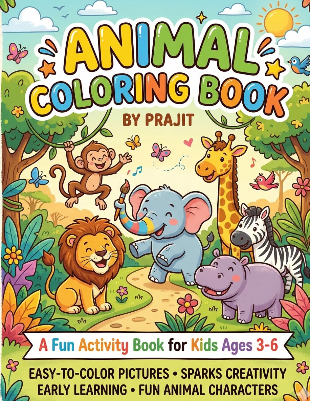 Little Hands Animal Coloring Book: Simple & Cute Farm, Zoo and Jungle Animals for Toddlers and Kids Ages 3–6 | Easy Coloring Pages for Preschool and Kindergarten