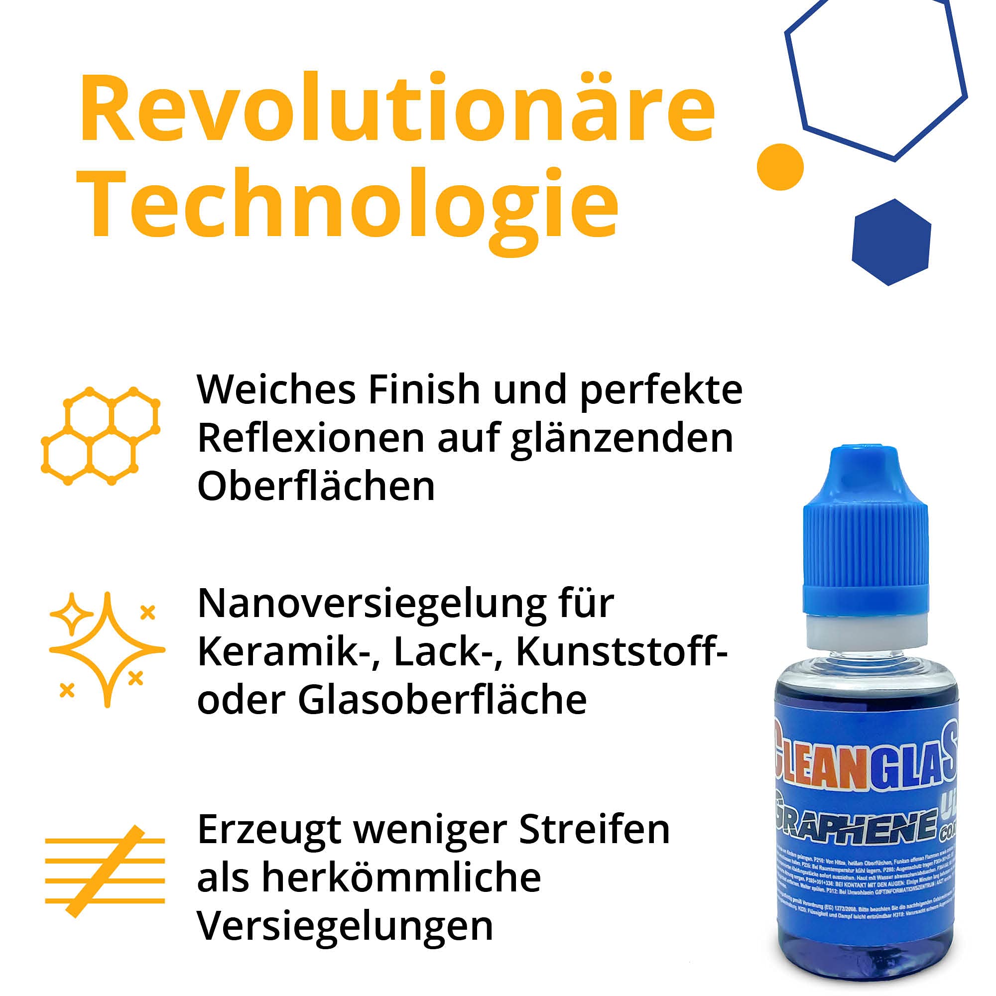 Set zur Badezimmer-Versiegelung | 30ml Graphen Nano-Versiegelung CGX ULTRA für Dusche, Fenster, Keramik, Kunststoff | inkl. Kalkentferner Dusche Stark | Glas Voreiniger