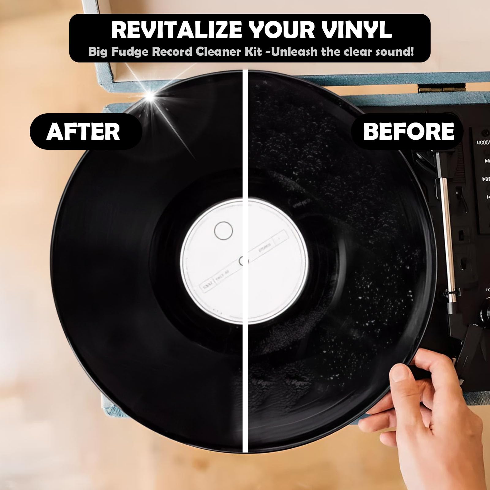 Kit de limpieza de discos de vinilo – Kit completo de limpieza de discos de vinilo 4 en 1, limpiador de discos de vinilo de 100 ml, cepillo de registro de terciopelo suave, cepillo de mango