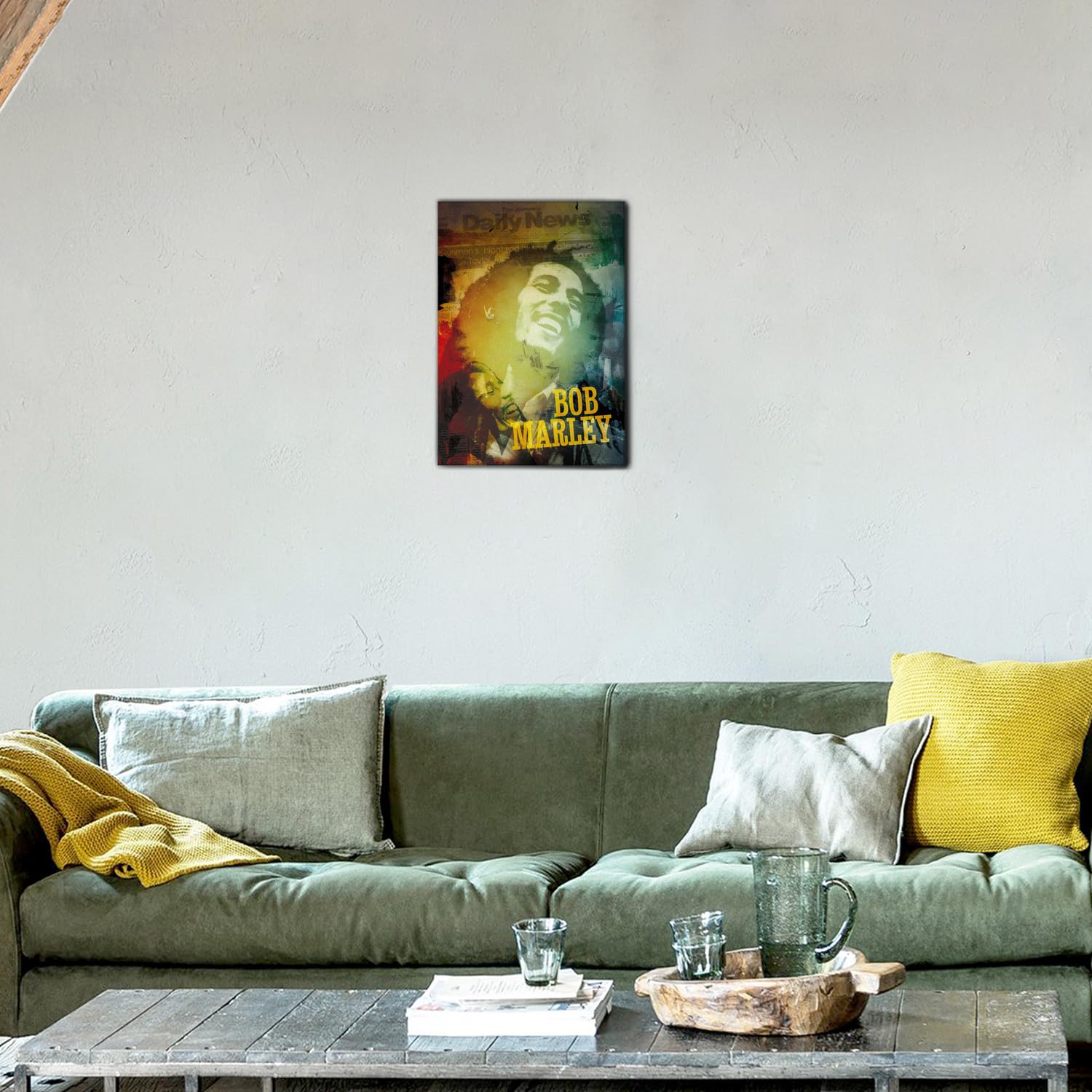 Giallobus - Quadro - 03 - Tribute Bob Marley - Tela Canvas Telaio Premium Alto Spessore - 35x50 - Pronto da Appendere - Quadri Moderni per la casa