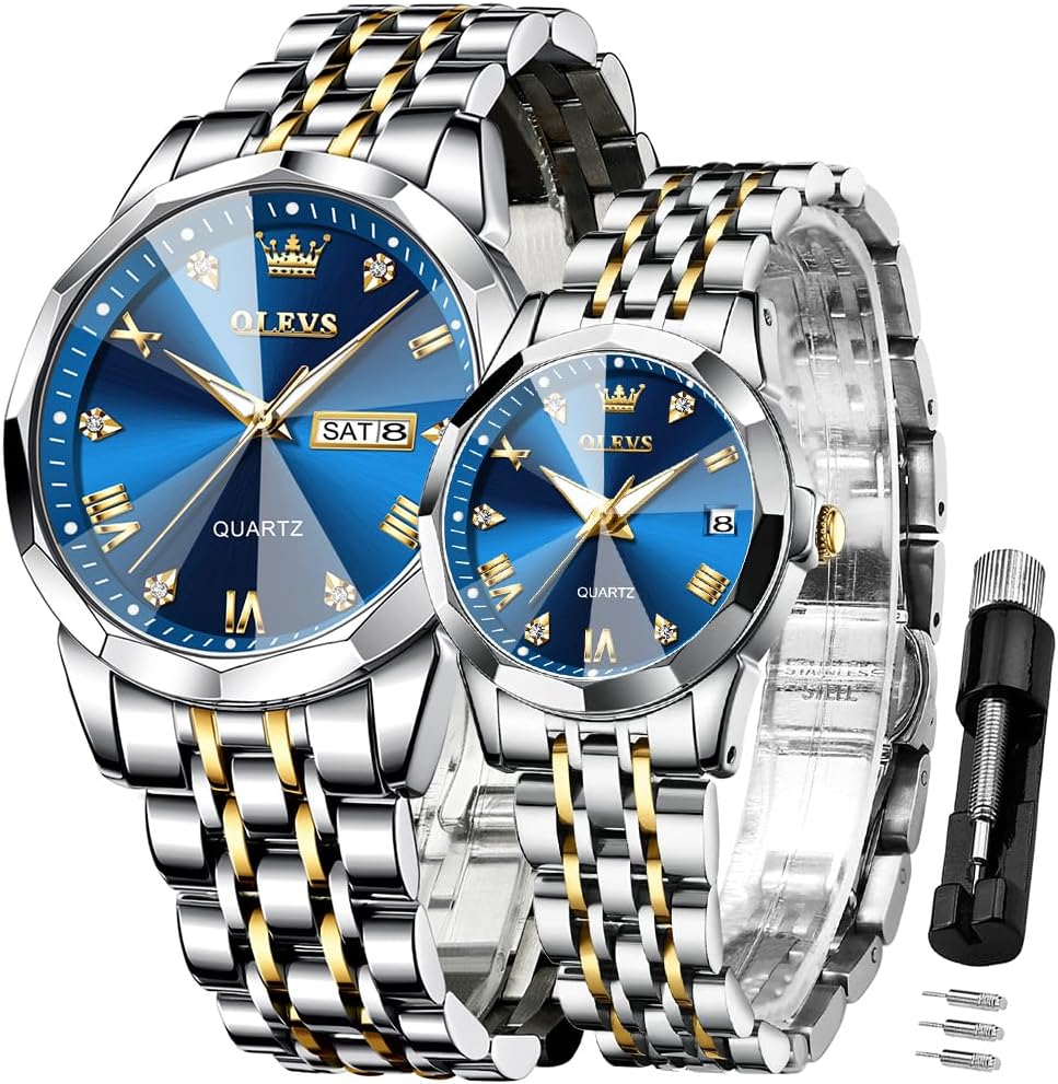 Ladies Luxury Gold Silver Stainless Steel Quartz Watch Waterproof Date
