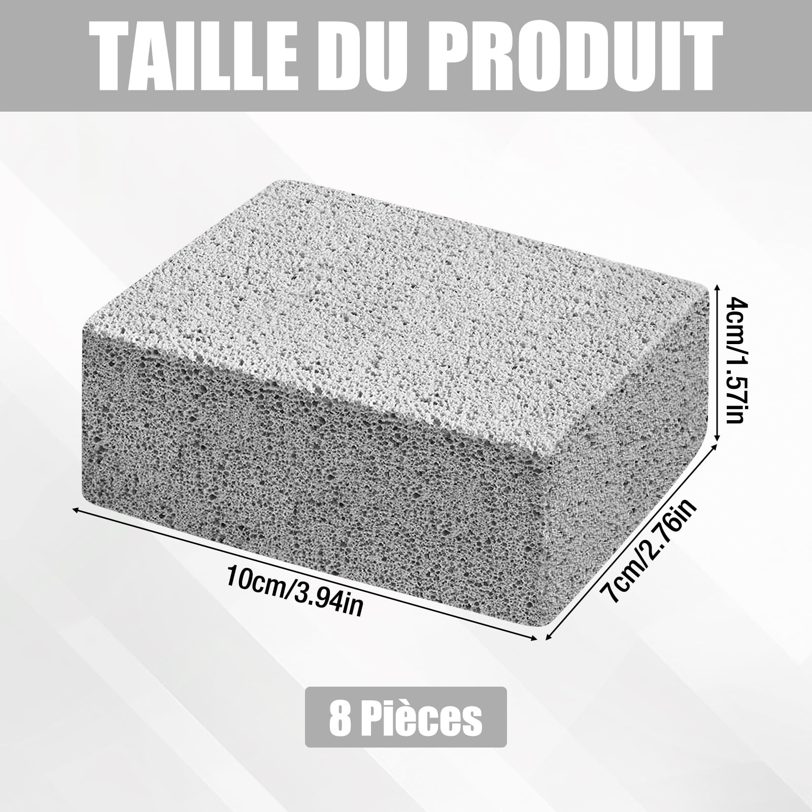 Lote de 8 piedras para limpieza de barbacoa, 10 x 7 x 4 cm, piedra abrasiva crepiere, limpieza de piedra para limpiar reutilizable, piedras pómez para limpieza a la parrilla, estufas y