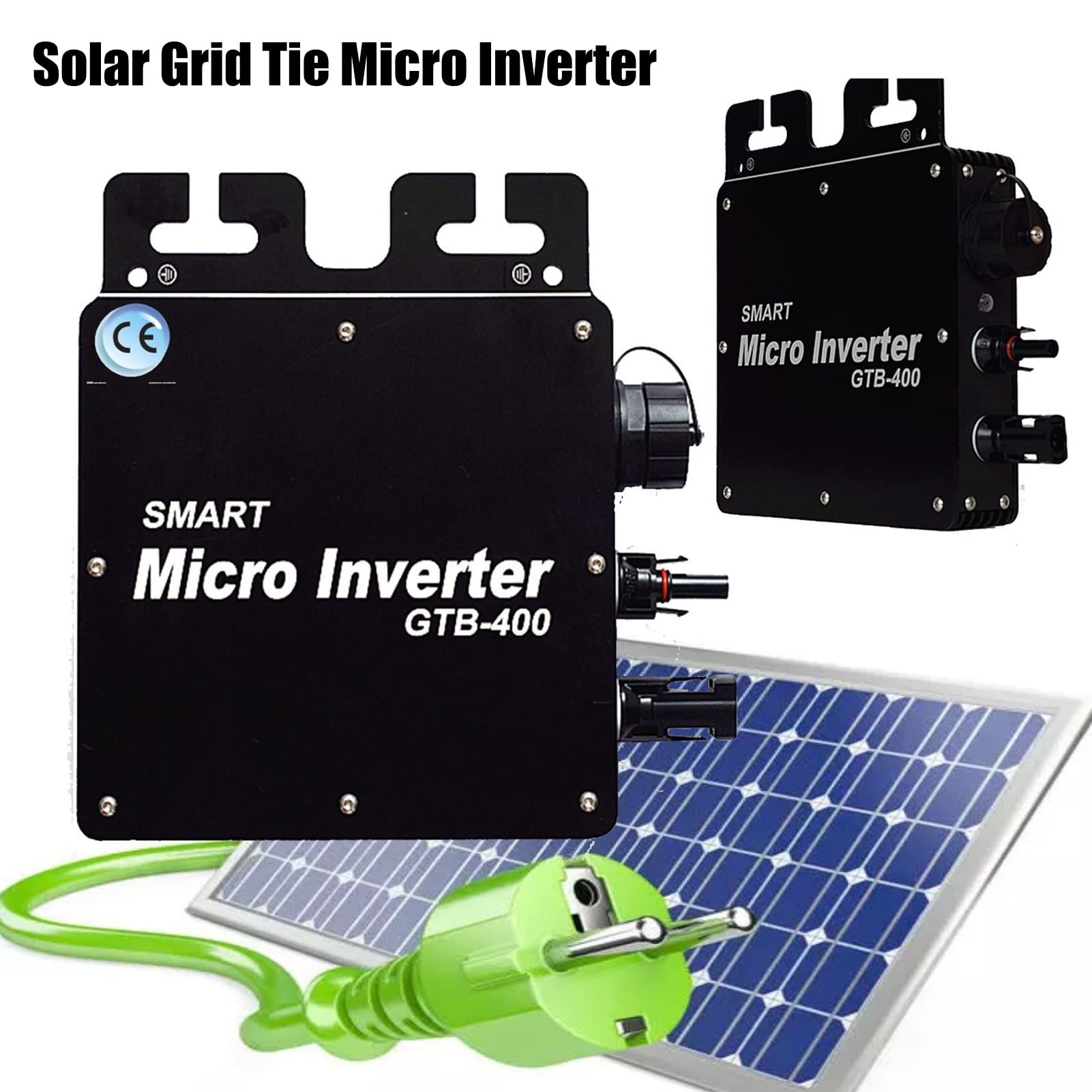 Micro-Onduleur Solaire 400 W, Onduleur Solaire éTanche MPPT, Contrôle WIFI, Identification Automatique de L'onduleur Solaire 120 230 V Le noir