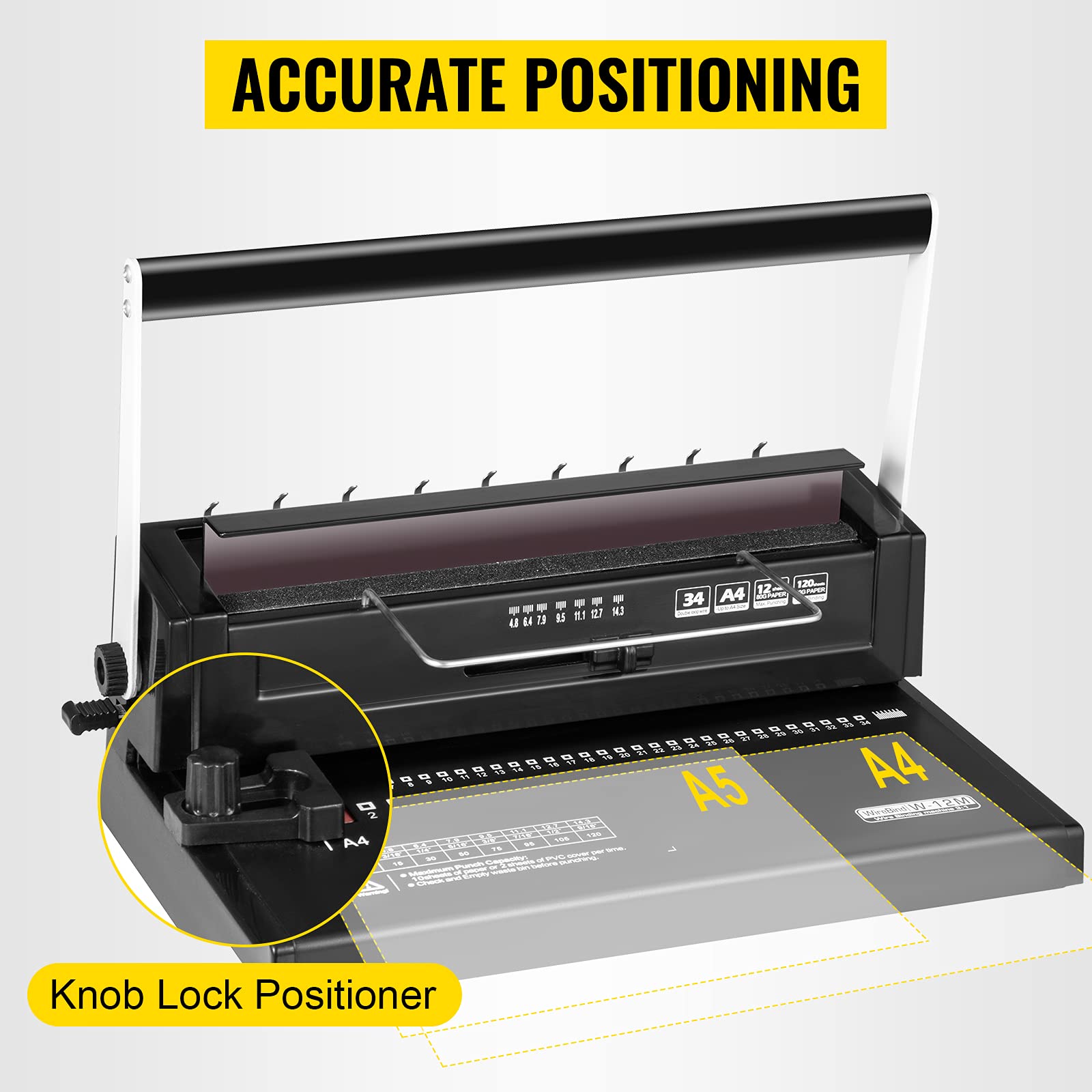 Buy VEVOR 34 Holes Manual Coil Binding Machine TD130 Book Binding Machine Spiral Coil Paper