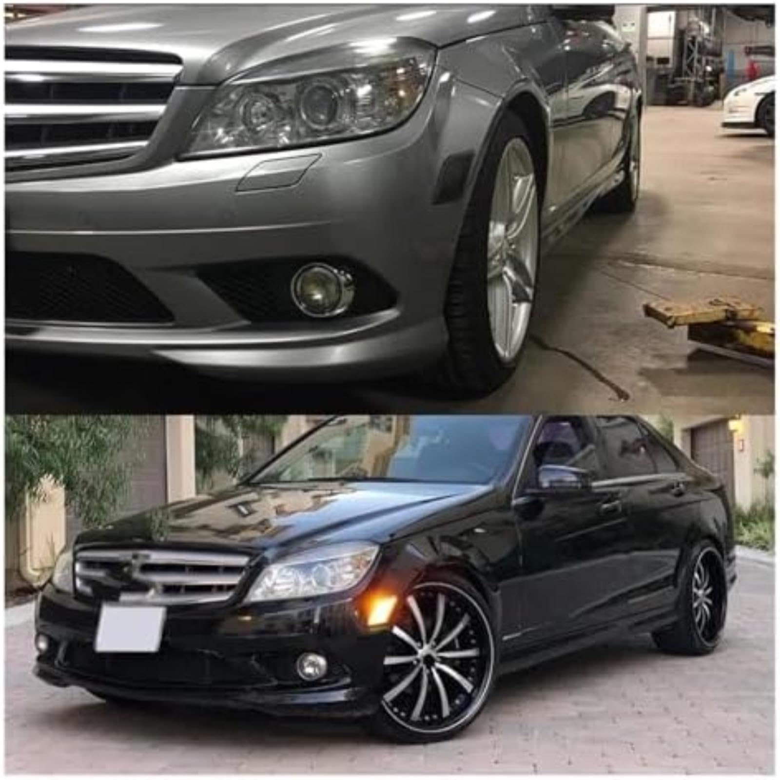 Dla Mercedes-Benz W204 C250 C300 C350 C63, dla Amg 2008-2011 włączony kierunkowskaz boczny kierunkowskaz w lusterku 2 szt. Przednie Si światła obrysowe jazda Parking Wskaźnik (Amber)