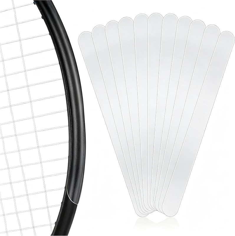 12 Pcs Racket Head Protectors Tape，Transparent Racket Head Sticker，Reduce Friction and Impact for Badminton Tennis Outdoor Sports Accessories (12pcs, Clear)