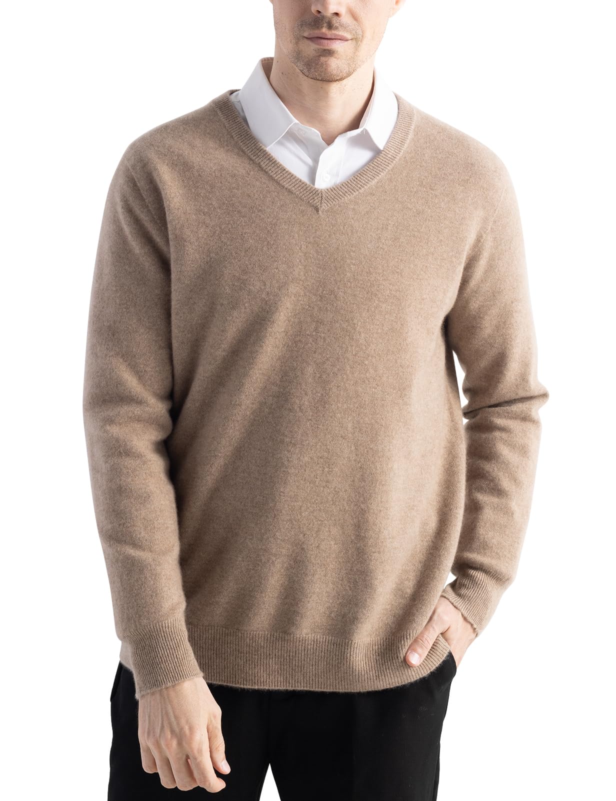 chanyarn Men's 100% Merino Wool Sweater 2025 Fall Winter First-Line Ready to Wear V Neck Long Sleeve Seamless Knit Sweater-picture-28