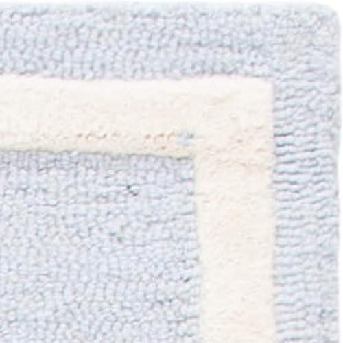 Miniatura 5 de SAFAVIEH Colección Kids - Alfombra de área de 5 x 7 pies, azul y marfil, lana geométrica hecha a mano, ideal para zonas de alto tráfico en sala de