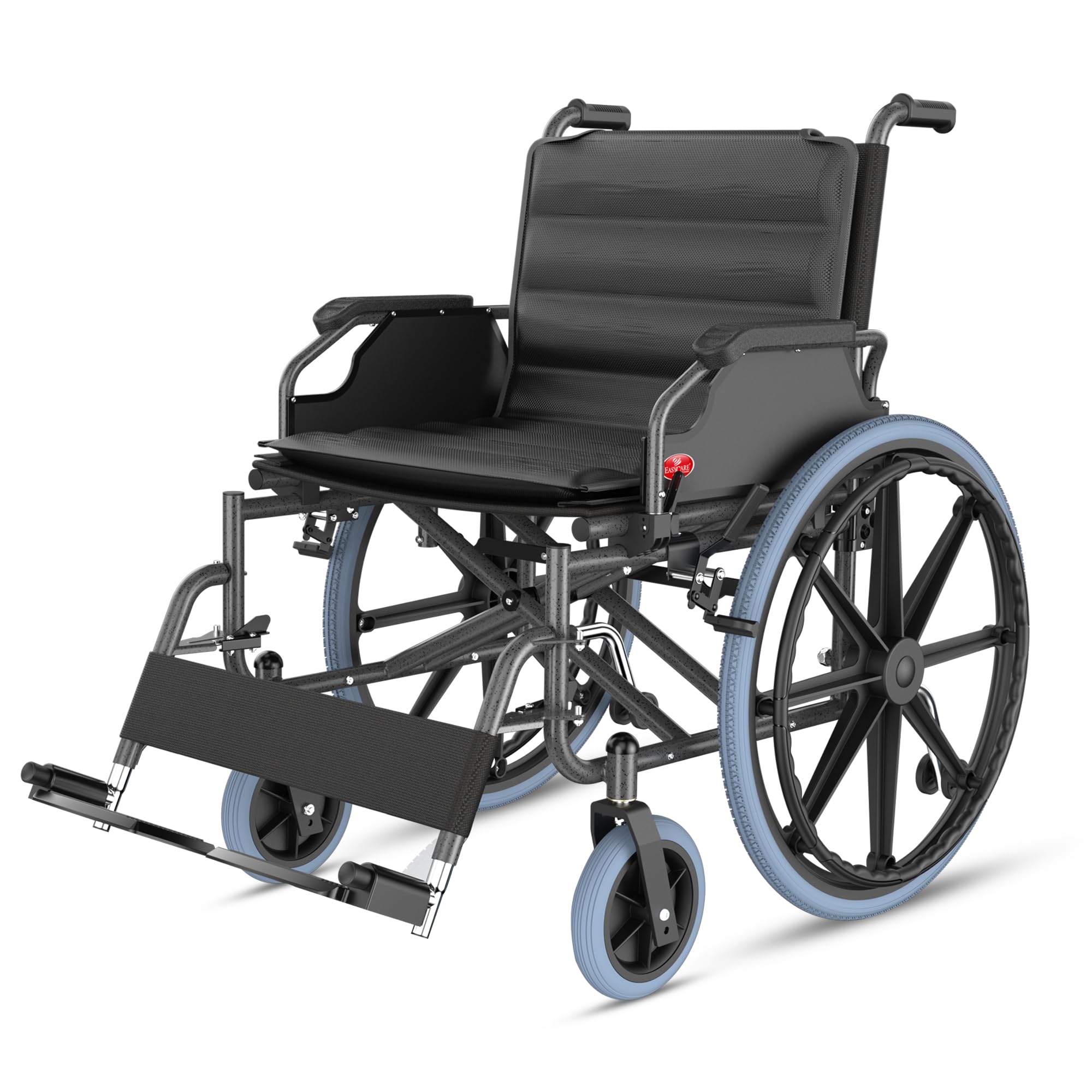 EASYCARE® - Heavy-Duty, Hold 130 Kg, with Swing-Back Arms, Adjustable Footrest, Comfort for Hospital, Home, Railway Station and Bus Stand Obesity Wheelchair-image-41